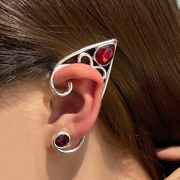 Fairy Ear Cuff Earring Red Crystal Stone Elf Ear – Jewelry Gift Ideas — 1