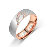 Titanium Half Heart Stainless Steel Frosted Ring – Meaningful Gifts — 7