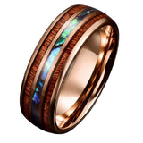 Rose Gold Wood Grain Shell Titanium Steel Ring – Useful Gifts — 5
