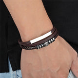 Stainless Steel Leather Bracelet Men Hand Woven – Jewelry Gift Ideas — 1
