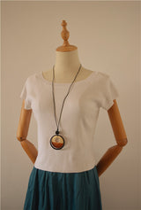 Geometric circle wood chip necklace – Jewelry Gift Ideas — 2