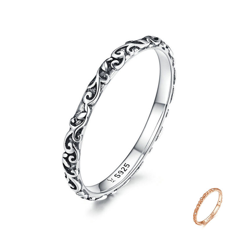 Vintage floral pattern s925 sterling silver ring – Everyday Gifts — 1