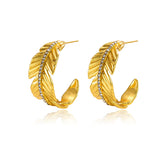 Titanium Steel Feather Rhinestone Earrings Fashion – Stylish Gifts — 5
