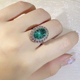 Silver Inlay Green Grandmother Design Ring – Meaningful Gifts — 5