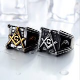 Masonic rings for men gold sun moon making Punk – Gifts for Him — 6