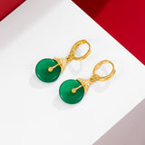Gold And Jade Emerald Peace Button Earrings – Gift Ideas — 2