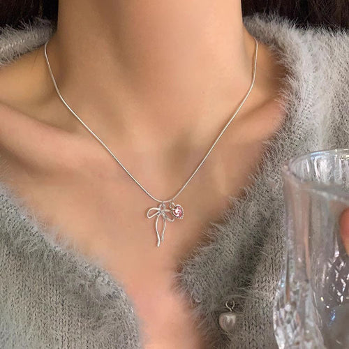 Bow Love Necklace For Women Simple Cold Style – Jewelry Gift Ideas — 2