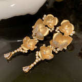 Gold Rose Earrings Super Frosted Mist Face S925 Silver – Stylish Gifts — 5