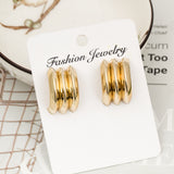 Fashion Round Earrings Simple Cross Metal – Stylish Gifts — 9