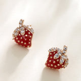 Cute Red Strawberry Fruit Inlaid Zirconium Stud – Unique Gift Ideas — 5