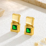 Square Geometric Stainless Steel Inlaid Zircon Stud – Stylish Gifts — 4