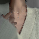 Butterfly Double-Layer Necklace Female Simple – Jewelry Gift Ideas — 2