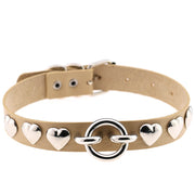 Women's Bar Hip-hop Heart Rivet Round Ring Leather – Gifts for Her — 14