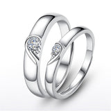 Silver heart diamond ring couple love wedding ring – Gifts for Couples — 3