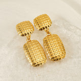 Women's Stainless Steel Square Textile Stud Earrings – Gifts for Her — 1