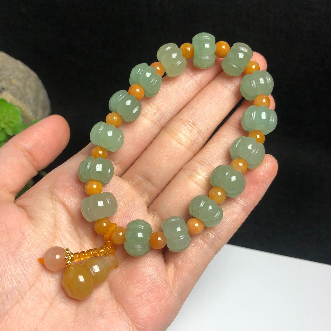 Golden Jade Small Round Bead Gourd Pendant – Jewelry Gift Ideas — 1