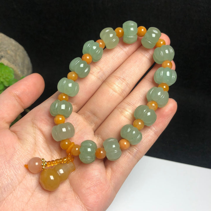 Golden Jade Small Round Bead Gourd Pendant – Jewelry Gift Ideas — 1