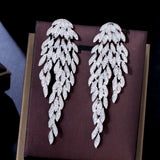 French Elegant Leaf Tassel Full Diamond Earrings – Stylish Gifts — 3