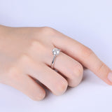 Women's Sterling Silver Ring Inlaid One Carat – Gifts for Her — 5