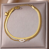 Fashion Double Layer Snake Bone Anklet Elegant Beach – Stylish Gifts — 7