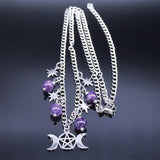 Triple Moon Goddess Five-pointed Star Necklace – Jewelry Gift Ideas — 8