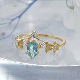 14K Gold Baroque Quiet Apatite White Zirconium Ring – Small Gift Ideas — 4