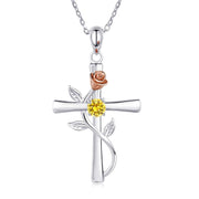 Rose Cross Necklace With Rhinestone Fashion – Jewelry Gift Ideas — 14