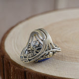 S925 Silver Vintage Craft Fashion Lapis Lazuli Ring – Stylish Gifts — 2
