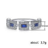 Set With Blue Square Zircon Ring For Women – Gifts for Her — 3