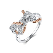 S925 Sterling Silver Bow Ear Stud And Ring – Jewelry Gift Ideas — 2