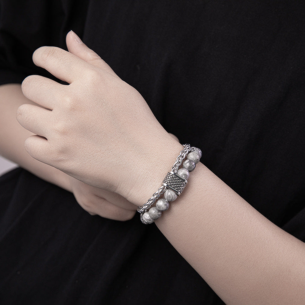 Natural Stone Frosted Bead Chain Beaded Titanium – Jewelry Gift Ideas — 1