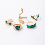 Serpentine Heart Emerald Diamond Ins Style Five-piece – Stylish Gifts — 2