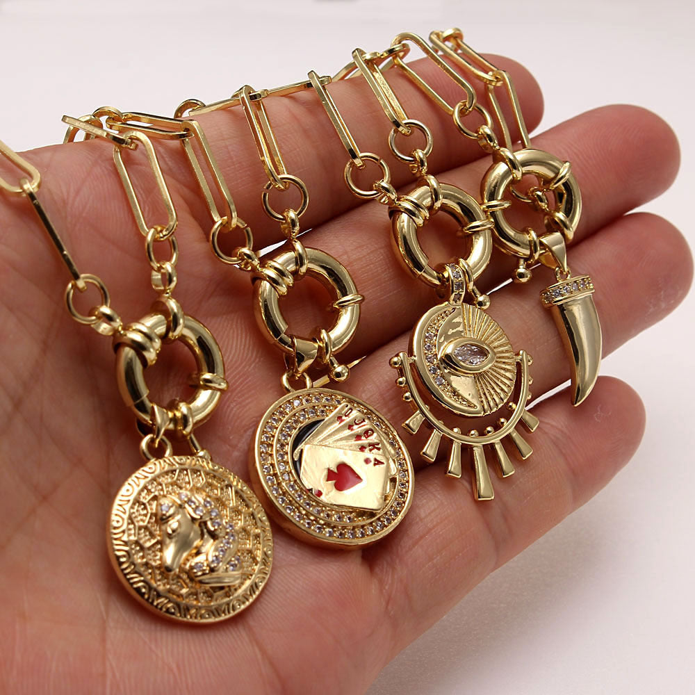 Playing Card Horse Pendant Inlaid Zirconium Men's – Jewelry Gift Ideas — 1