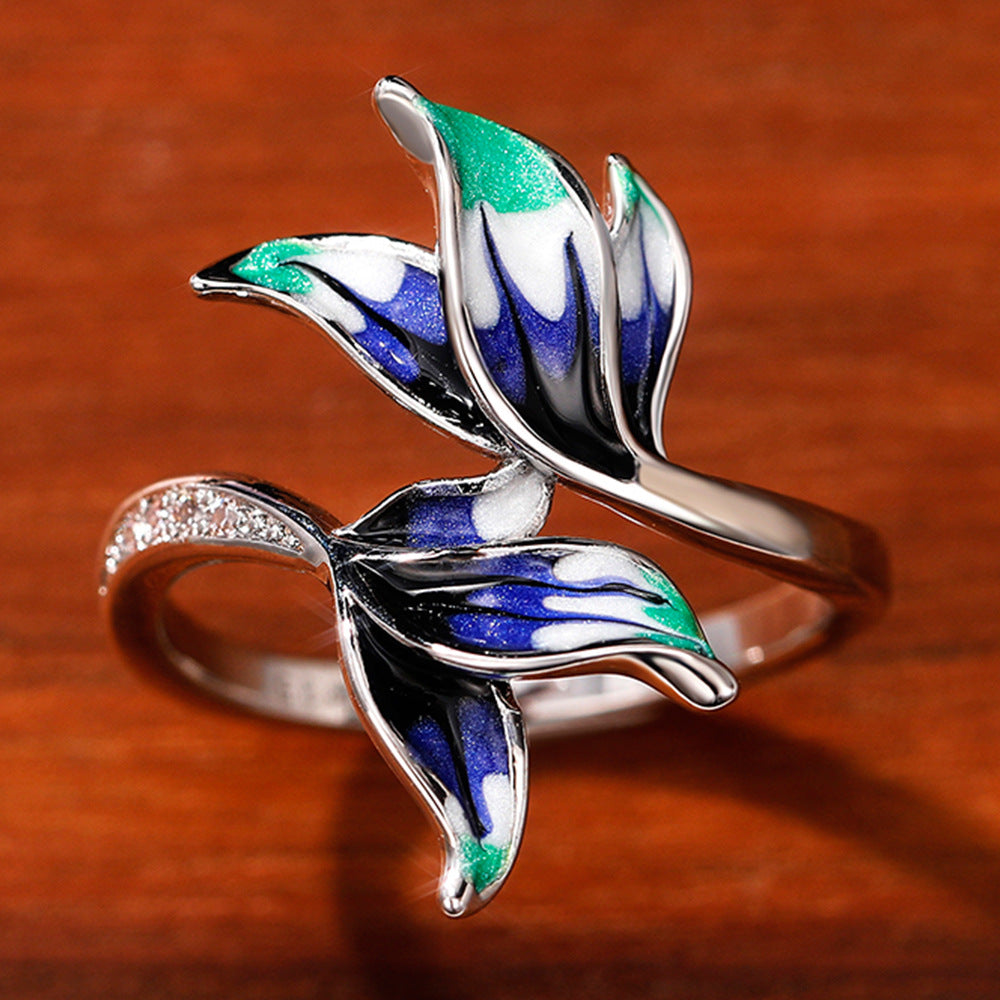 Ethnic Style Flower Dropping Oil Ring Female – Stylish Gifts — 1