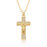 Ornament Copper Inlaid Zircon Cross Necklace Men – Jewelry Gift Ideas — 16
