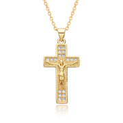 Ornament Copper Inlaid Zircon Cross Necklace Men – Jewelry Gift Ideas — 16