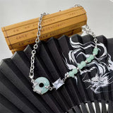Jade Splice Zircon Titanium Steel Necklace Girl – Jewelry Gift Ideas — 5