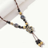 Vintage Sweater Chain Women's Long Flower Ceramic – Jewelry Gift Ideas — 4