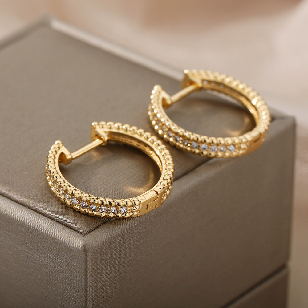 Minimalist Zircon Earrings Micropaved Round Buckles – Thoughtful Gifts — 1