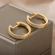 Minimalist Zircon Earrings Micropaved Round Buckles – Thoughtful Gifts — 1