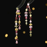 Geometric Color Zircon Double Tassel Earrings – Gift Ideas — 4