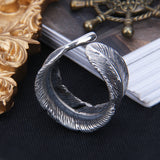 S925 Sterling Silver Feather Ring Creative Personality – Stylish Gifts — 5