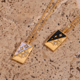 Stainless Steel Diagonal Shell Sun Necklace – Jewelry Gift Ideas — 4