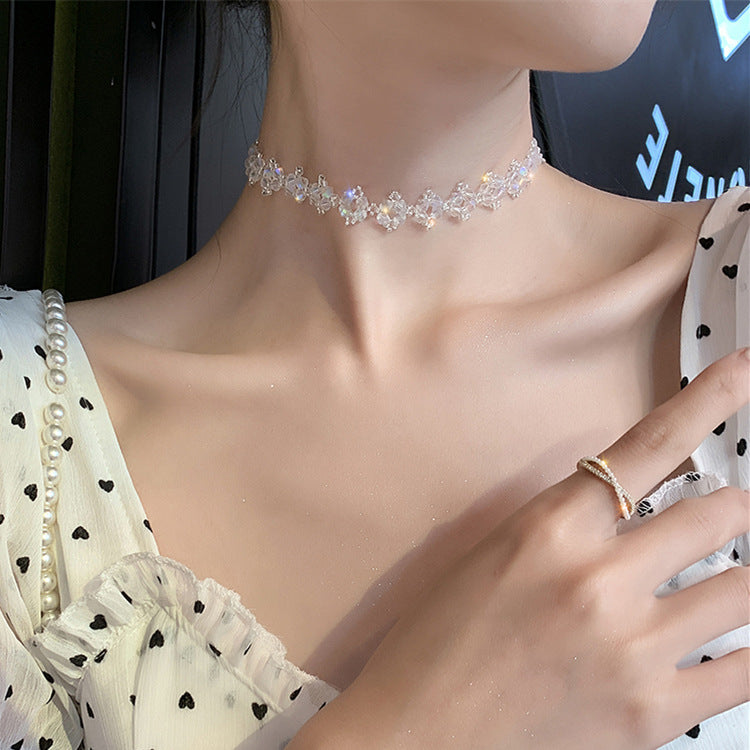 French Light Luxury Handmade Crystal Flower Short – Jewelry Gift Ideas — 1