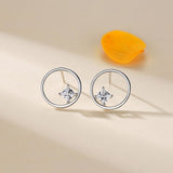 S925 Sterling Silver Circle Hollow Diamond Stud Earrings – Gift Ideas — 4