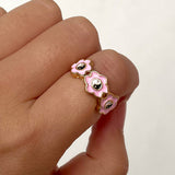 Women's Alloy Drip Oil Color Flower Bagua Ring – Gifts for Her — 9
