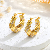 Gold Stainless Steel Diamond Twist U-shaped Earrings – Stylish Gifts — 5