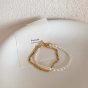 Vintage Chain Freshwater Pearl Double Bracelet – Jewelry Gift Ideas — 1