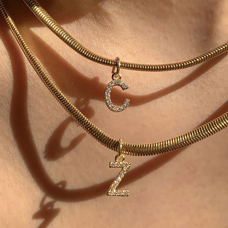 Ins Zircon Necklace Simple Snake Bone Chain Hip – Jewelry Gift Ideas — 1