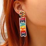 Women's Colorful Teacher Letter Bead Earrings – Gifts for Her — 5